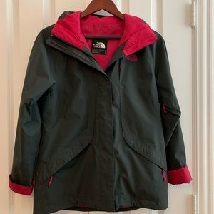 Grey and Fuchsia North face Windbreaker Jacket